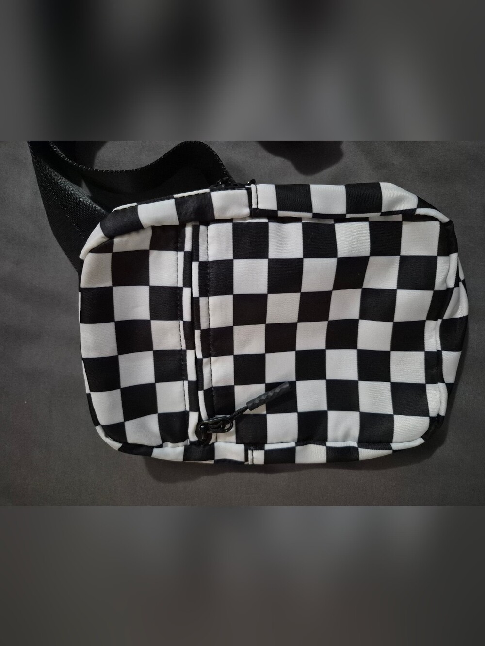 Checkerboard Crossbody Bag - Black and White